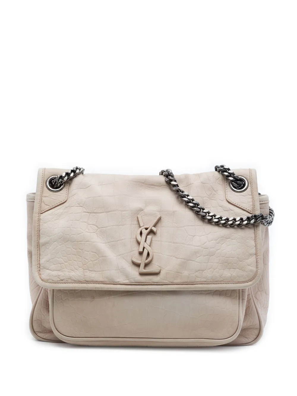 Saint Laurent Pre-Owned 2018 Medium Croc Embossed Nubuck Niki shoulder bag - Marrone