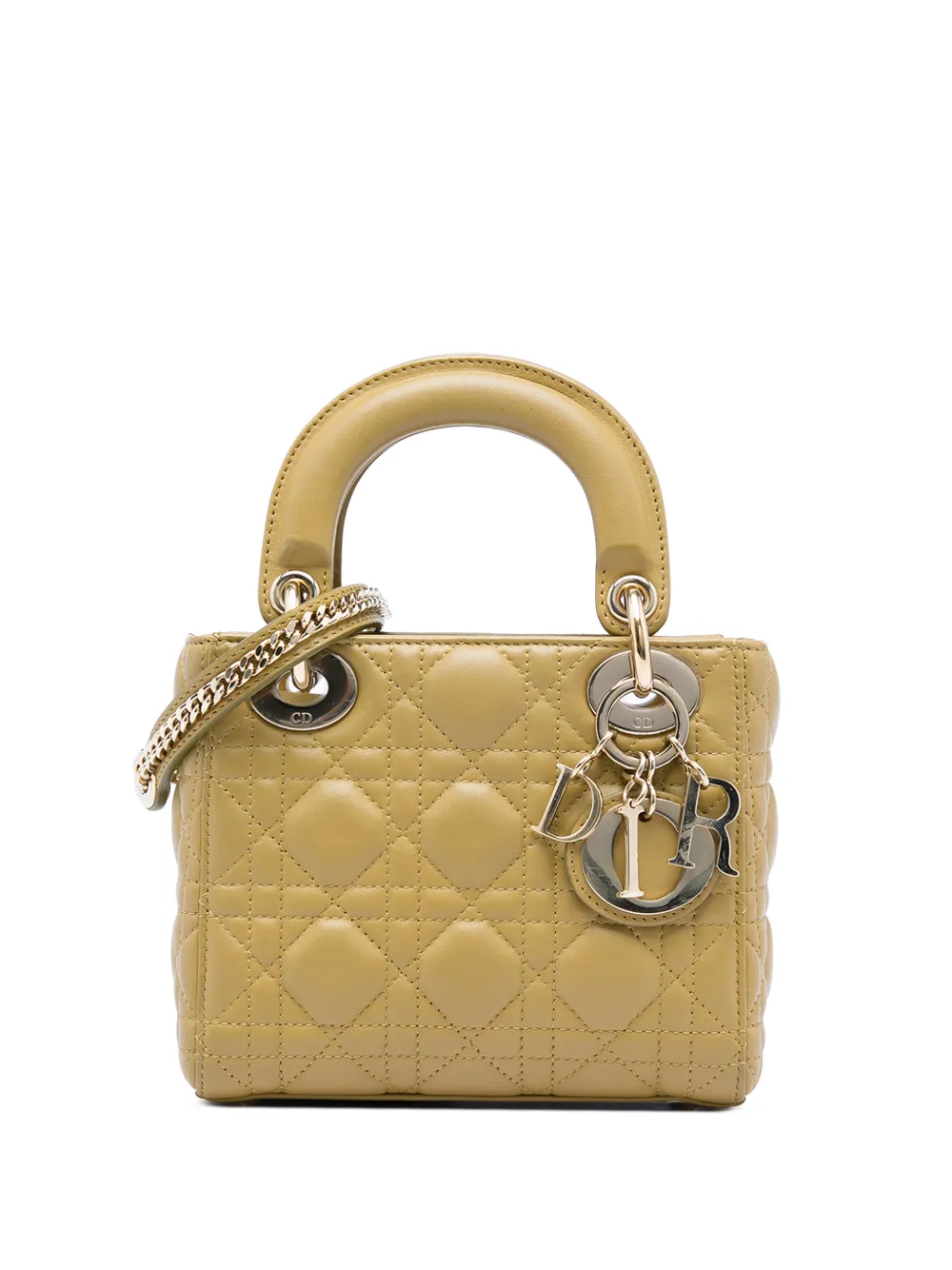 Christian Dior Pre-Owned 2019 Mini Lambskin Cannage Lady Dior satchel - Brown