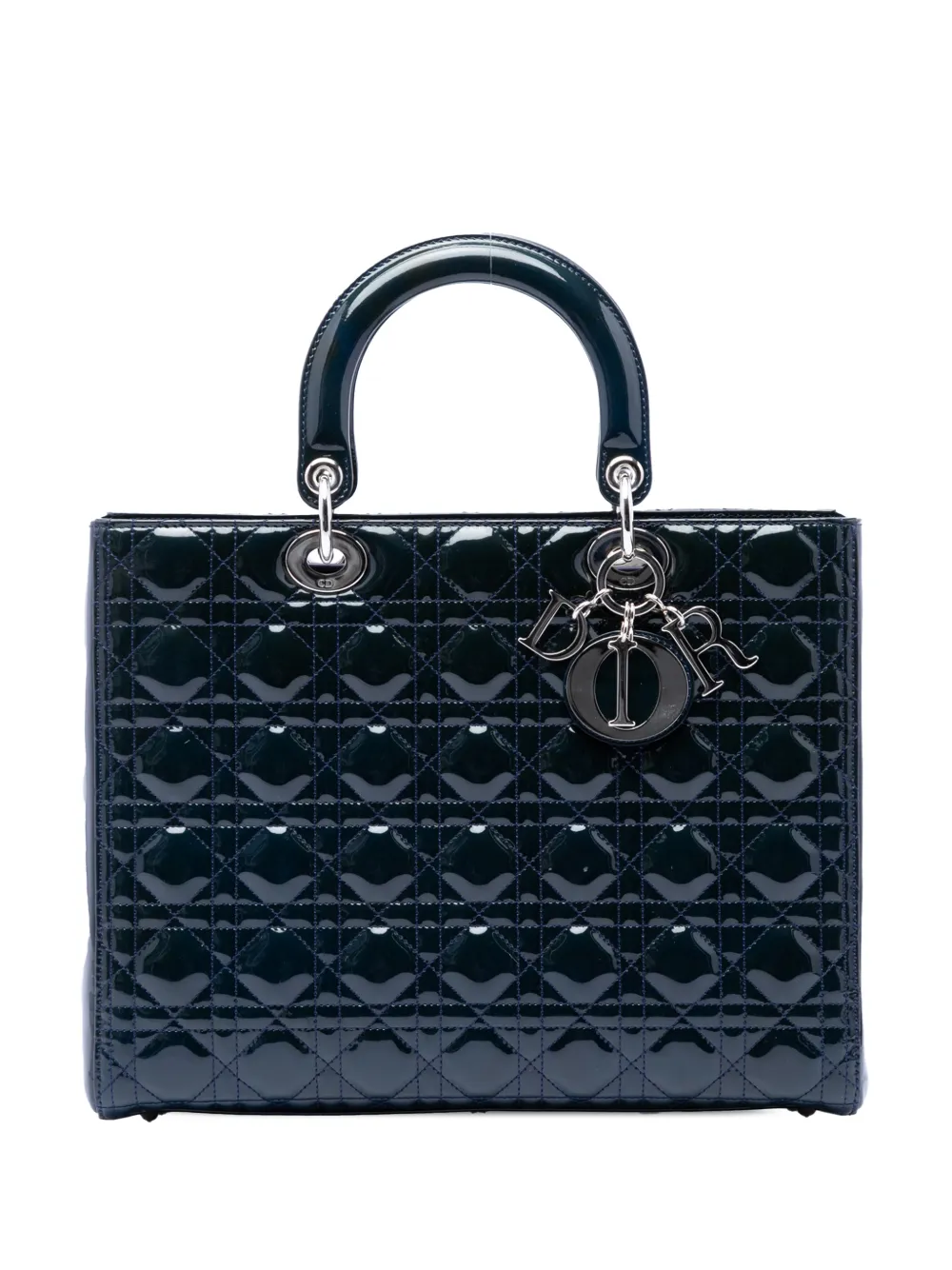 Christian Dior Pre-Owned 2011 Large Patent Cannage Lady Dior satchel - Blue