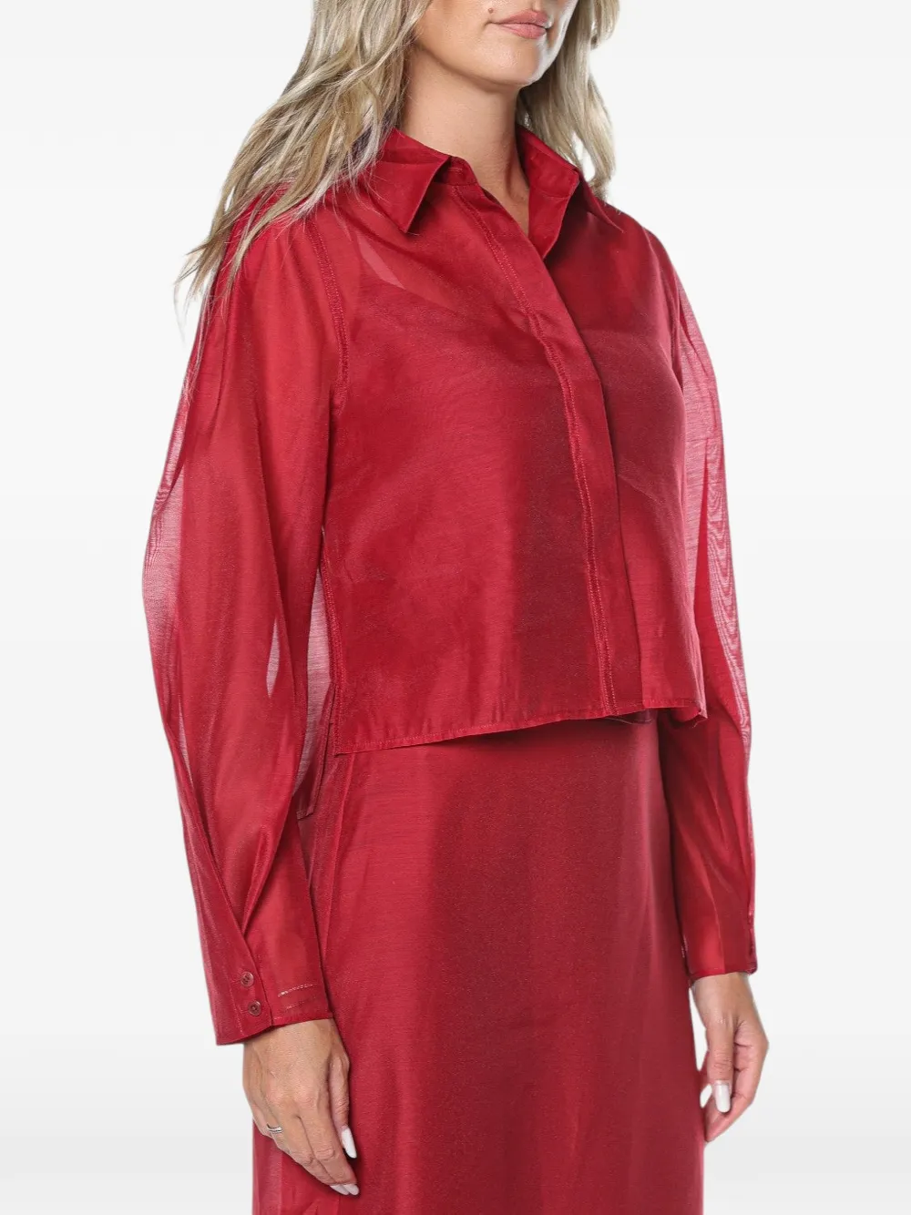 Ted Baker Tilliia cropped organza shirt Rood