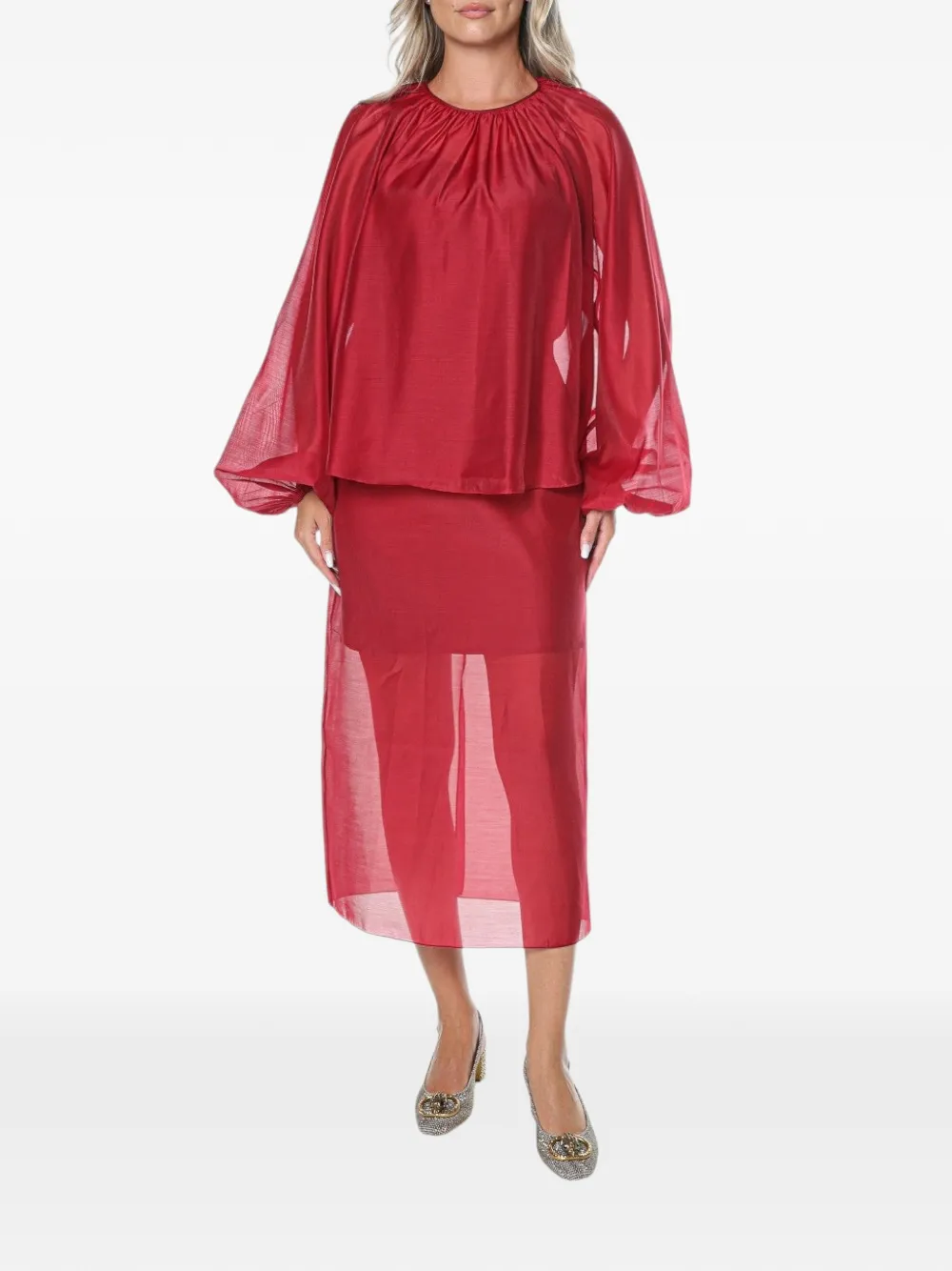 Ted Baker Eelana puff-sleeve blouse Rood