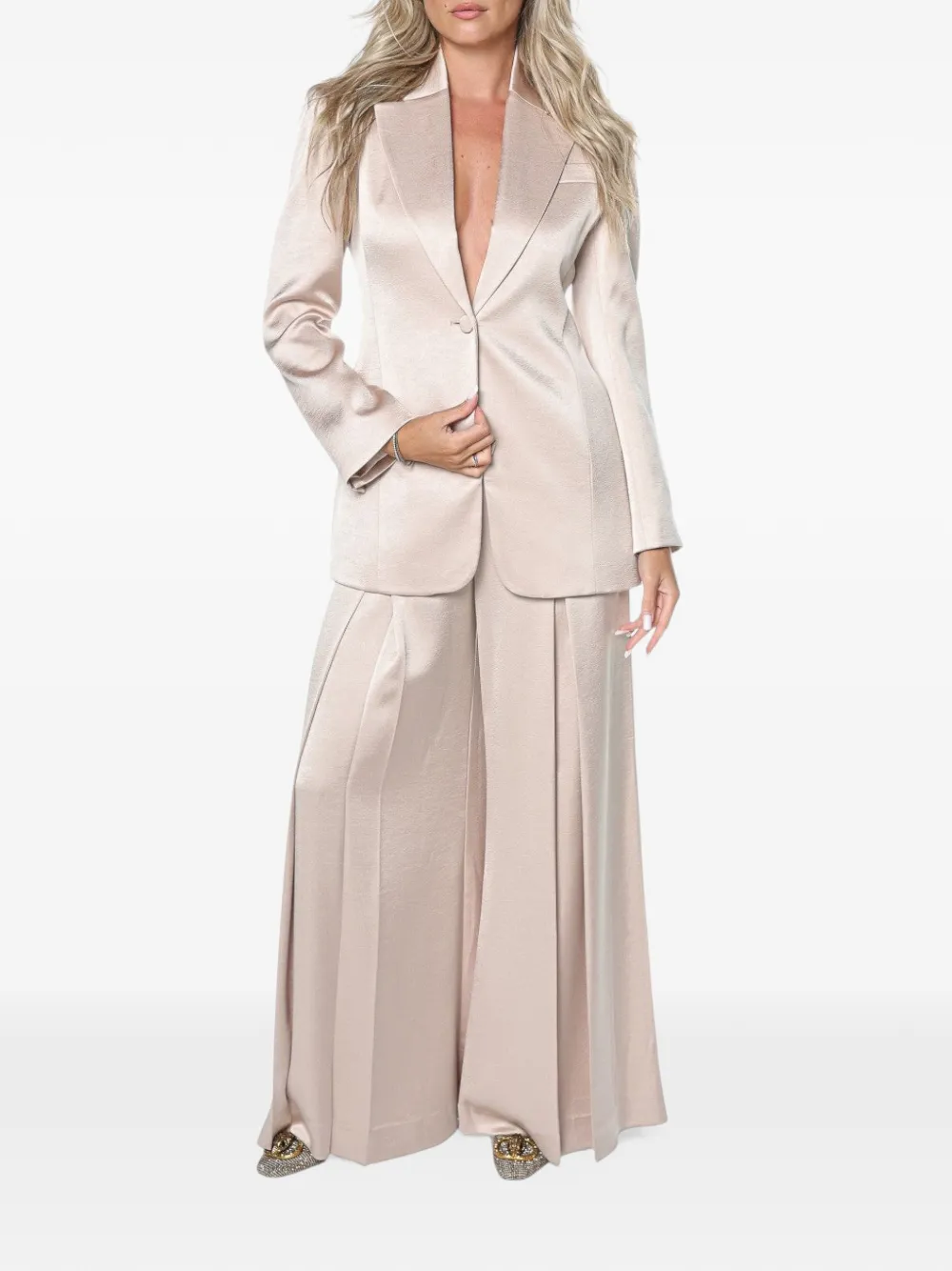 Ted Baker pleated wide-leg trousers Beige