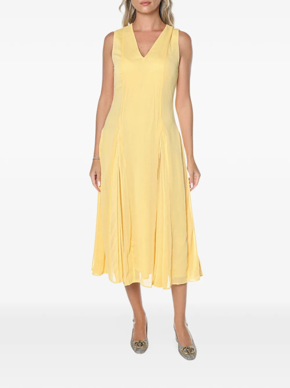 Ted Baker Rueva V-neck midi dress Geel