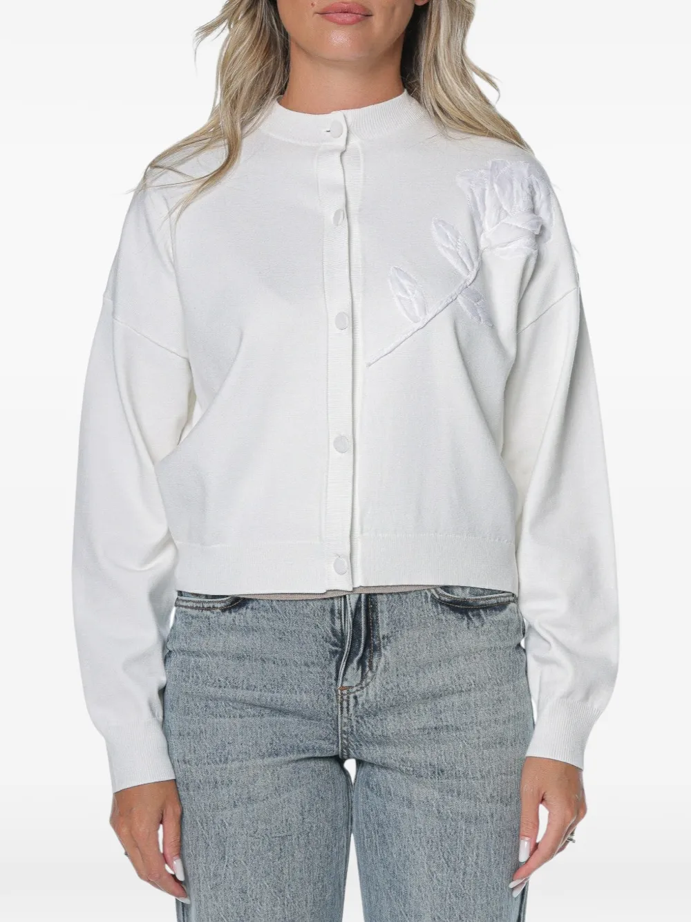 Ted Baker Neslie organza-appliqué cardigan - White