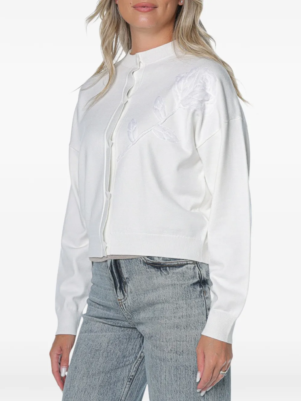 Ted Baker Neslie organza-appliqué cardigan Wit