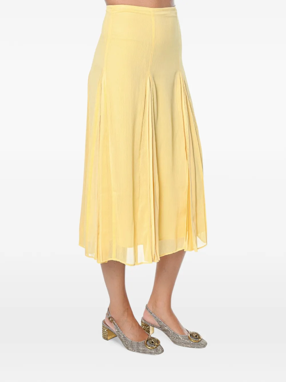 Ted Baker pleat-detail midi skirt Geel
