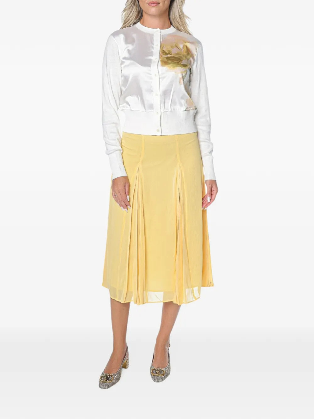 Ted Baker pleat-detail midi skirt Geel