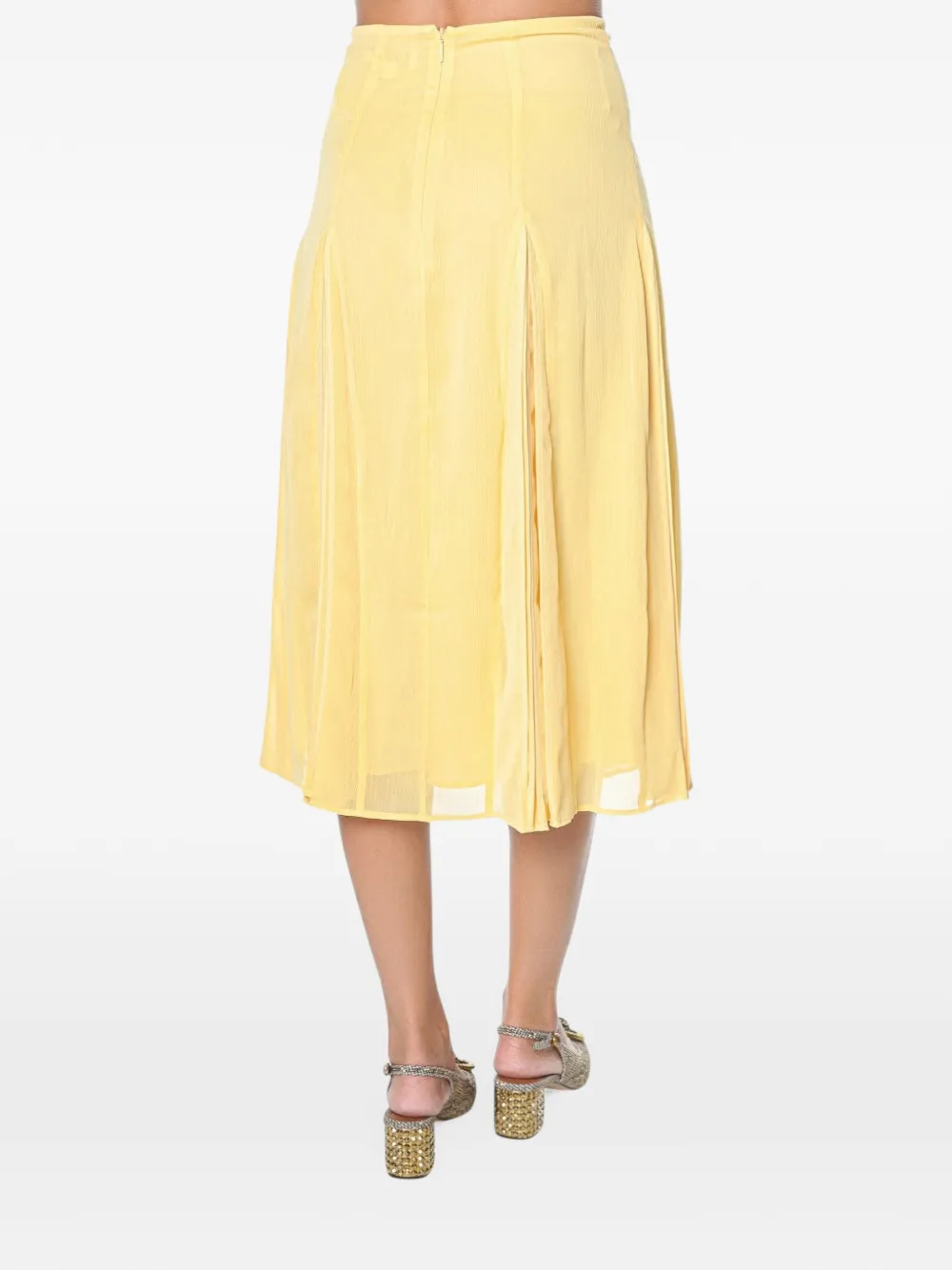 Ted Baker pleat-detail midi skirt Geel