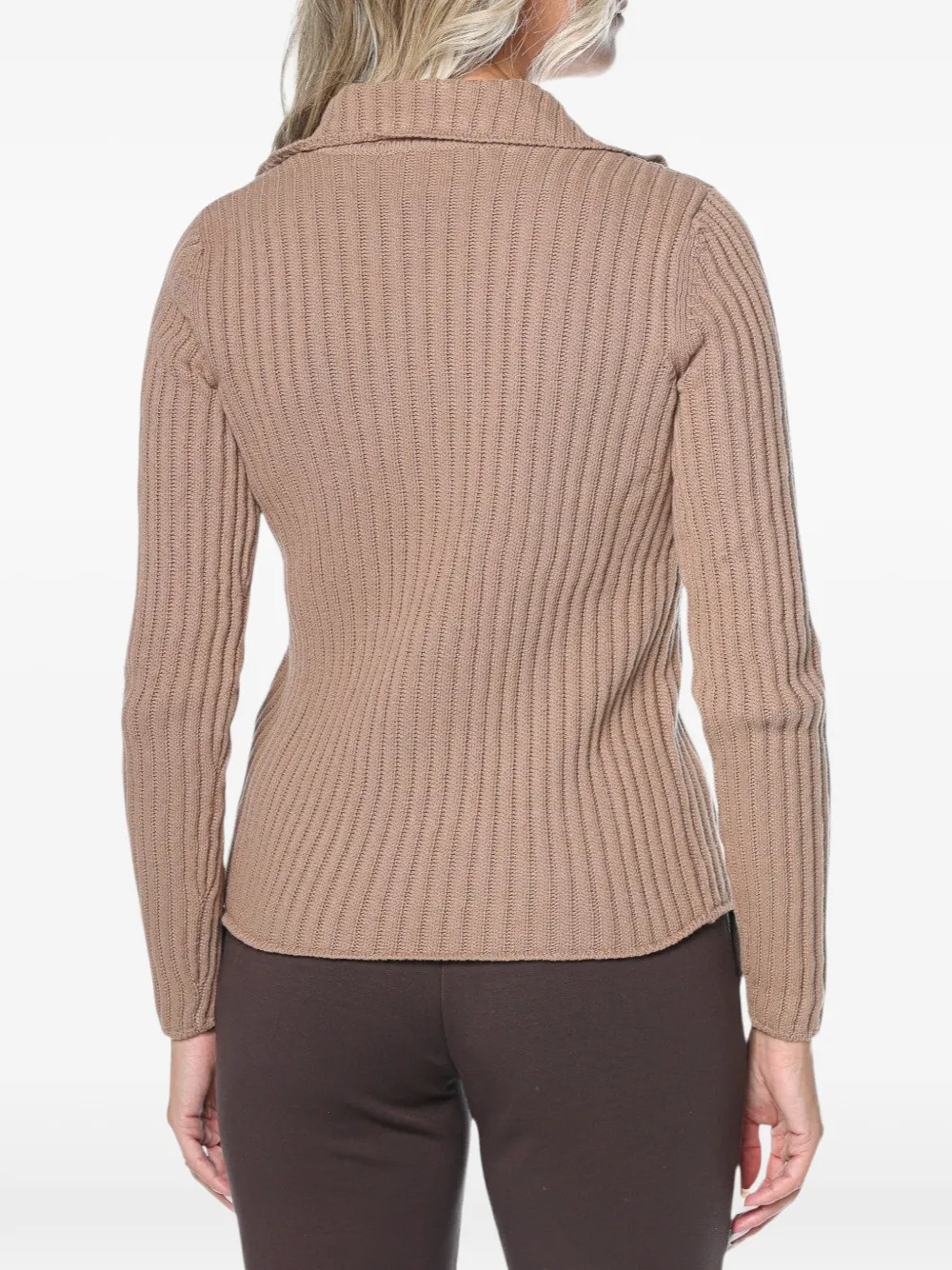 DKNY ribbed-knit button-up cardigan Beige