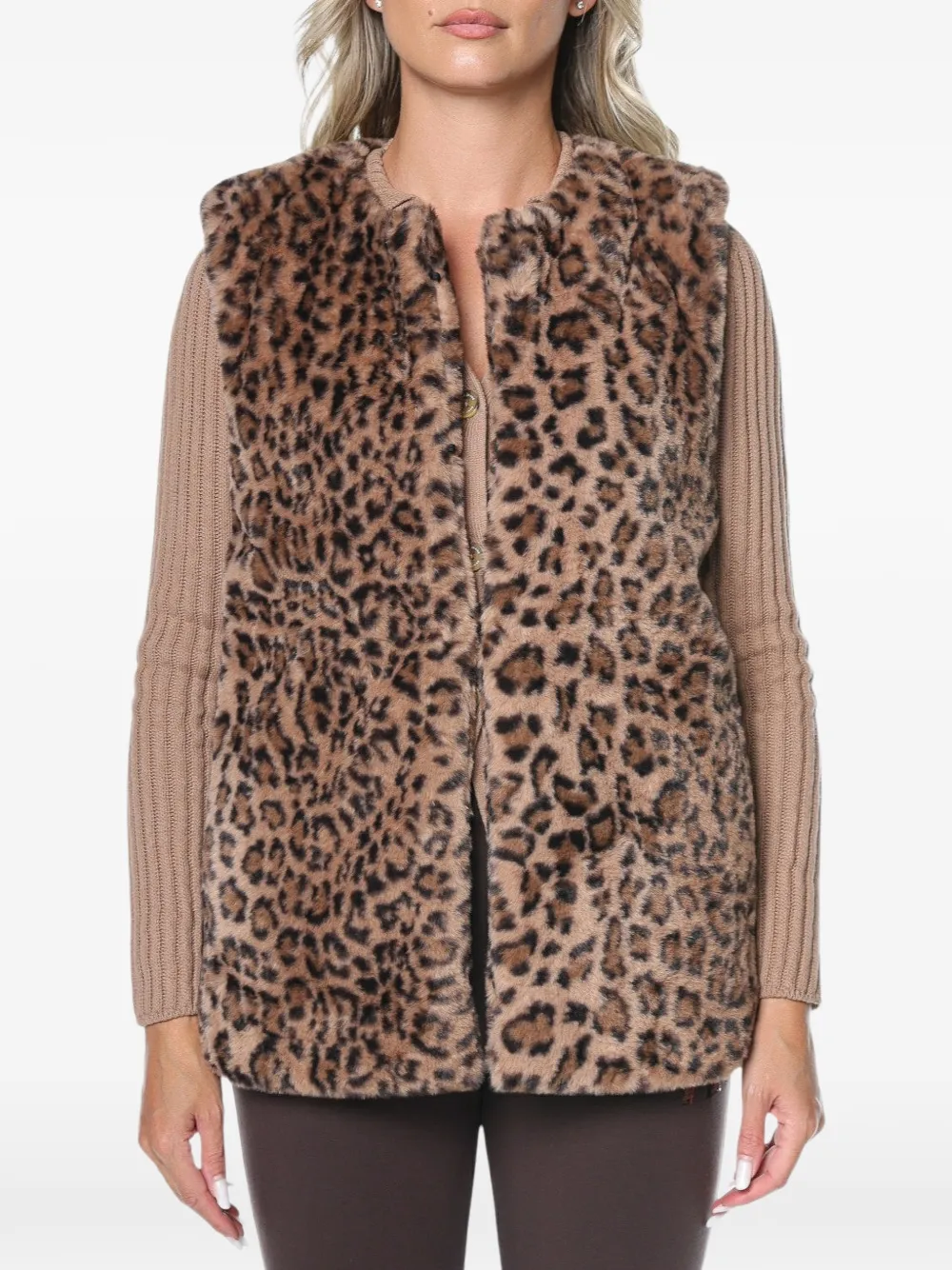 DKNY leopard-print faux-fur vest - Marrone