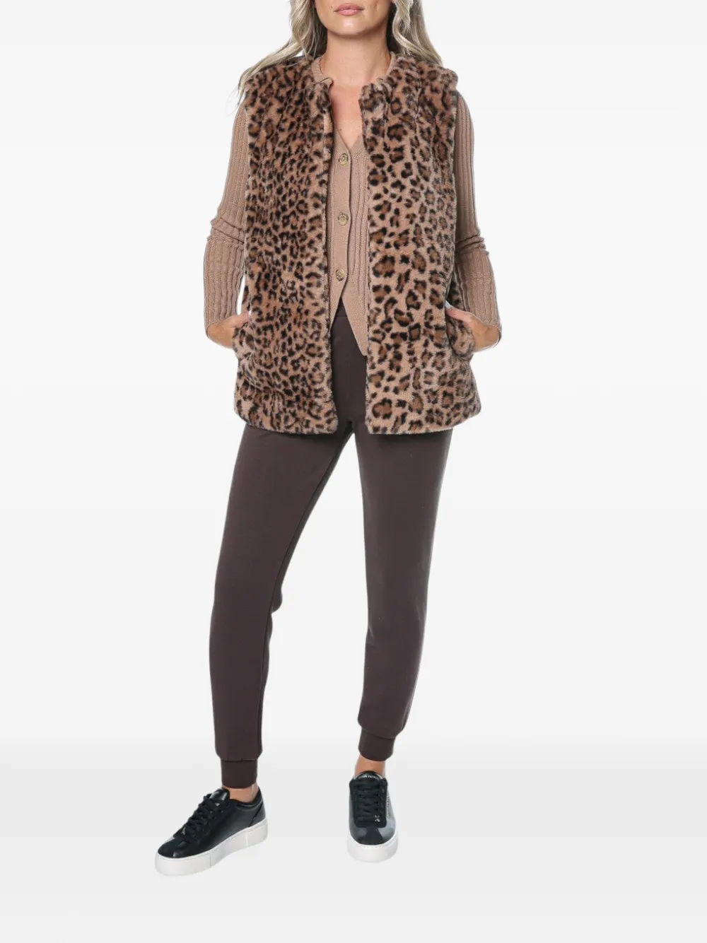 DKNY leopard-print faux-fur vest Bruin