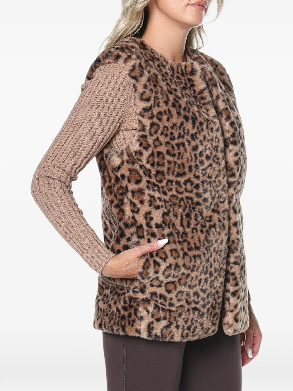 DKNY leopard-print faux-fur vest Bruin