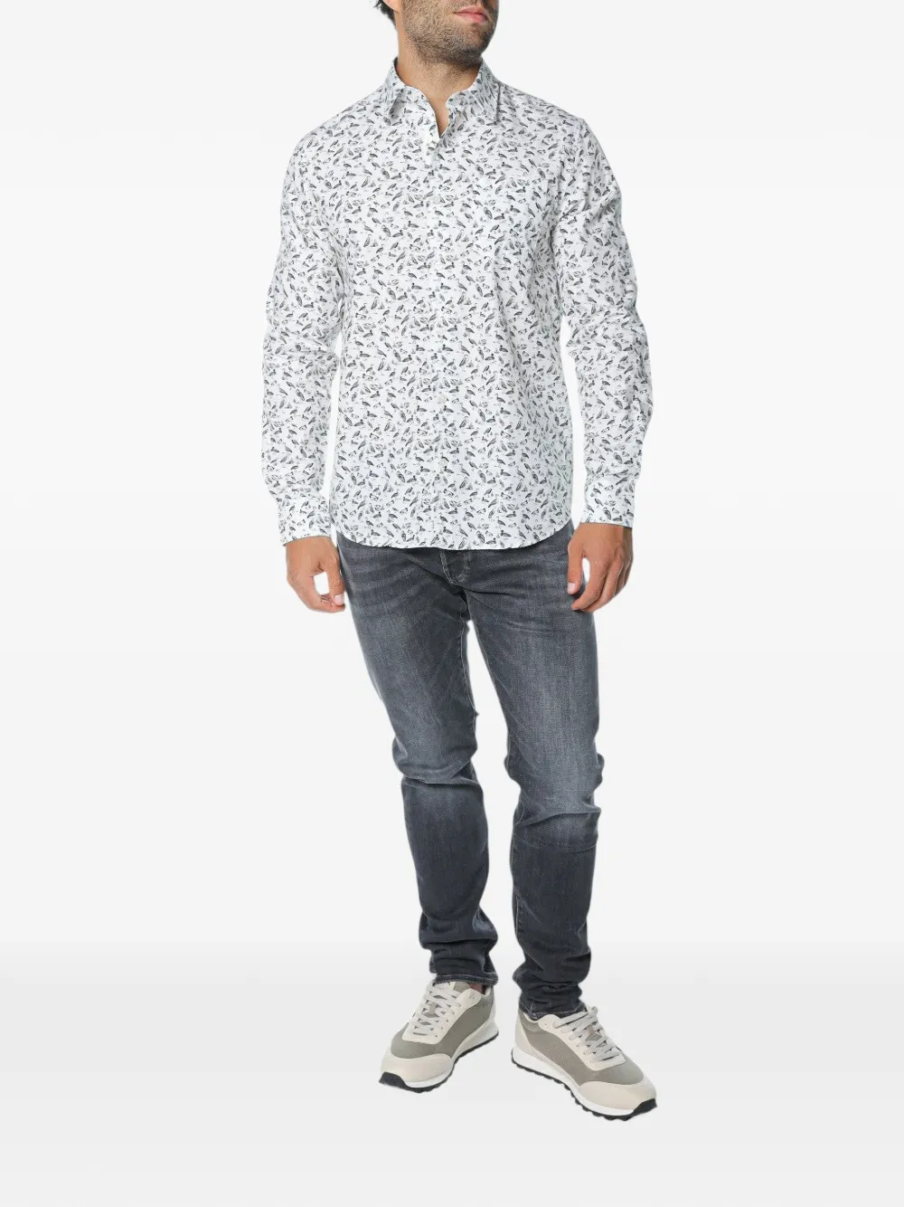 Ted Baker duck-print long-sleeve shirt Wit