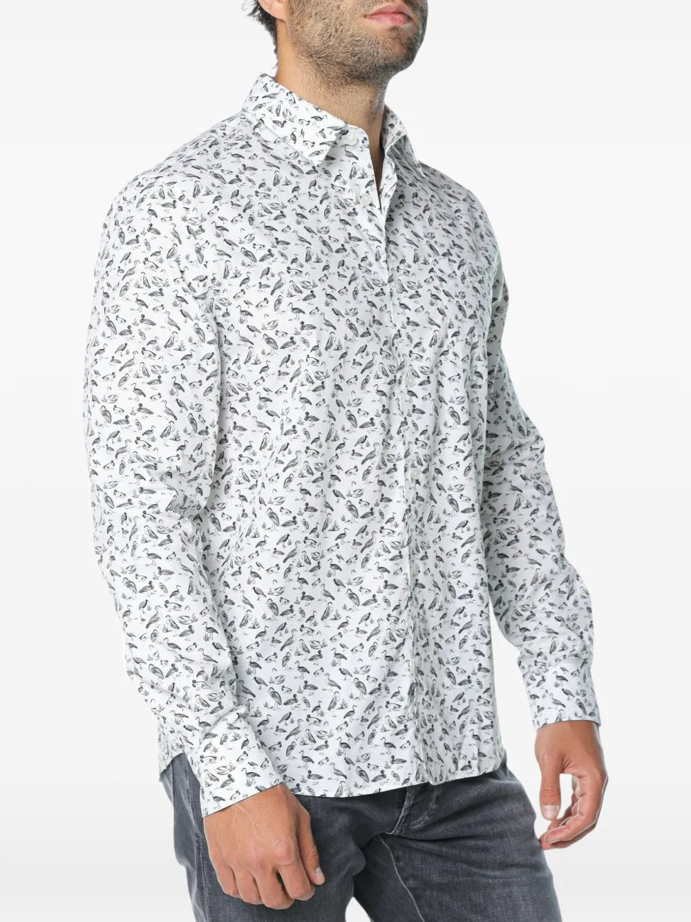 Ted Baker duck-print long-sleeve shirt Wit
