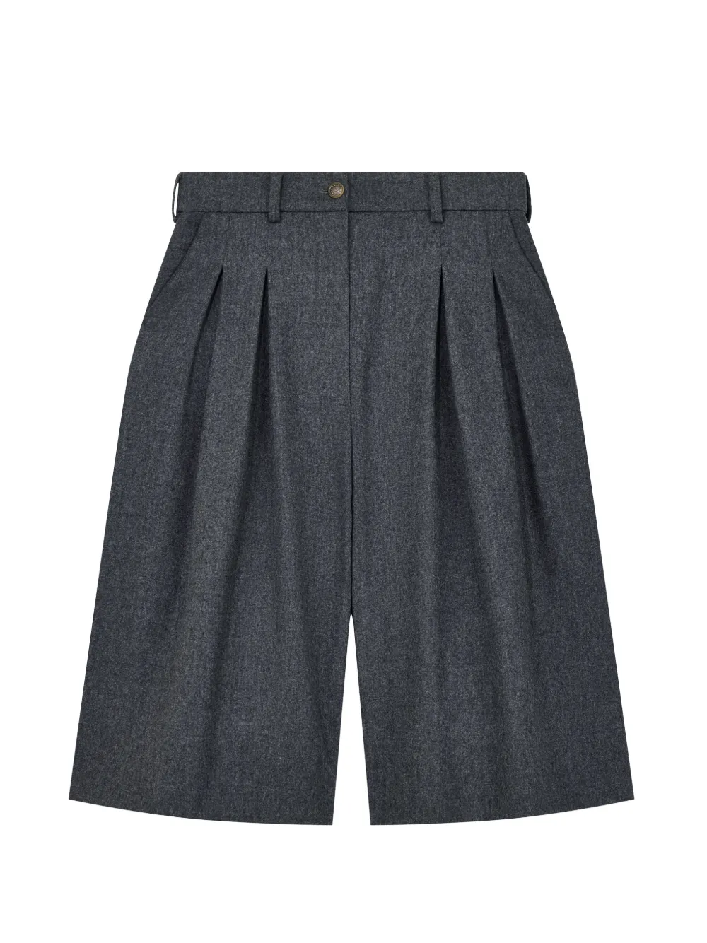 Emporio Armani Signature Capsule wollen flanellen geplooide bermuda shorts Grijs