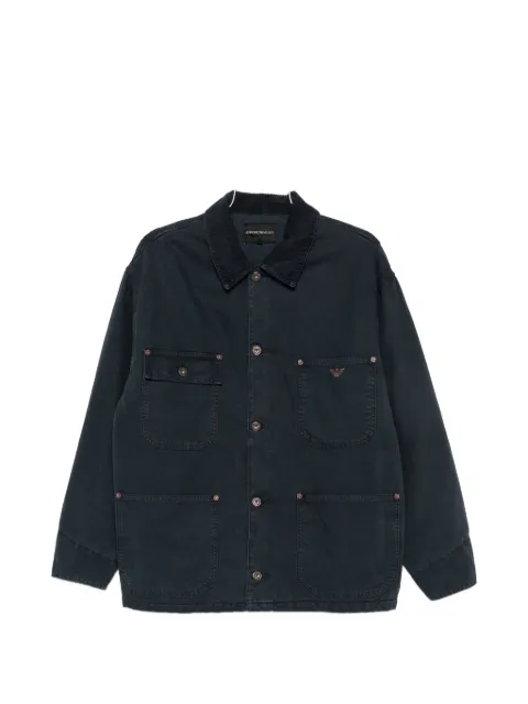 Emporio Armani corduroy-collar logo-plaque jacket