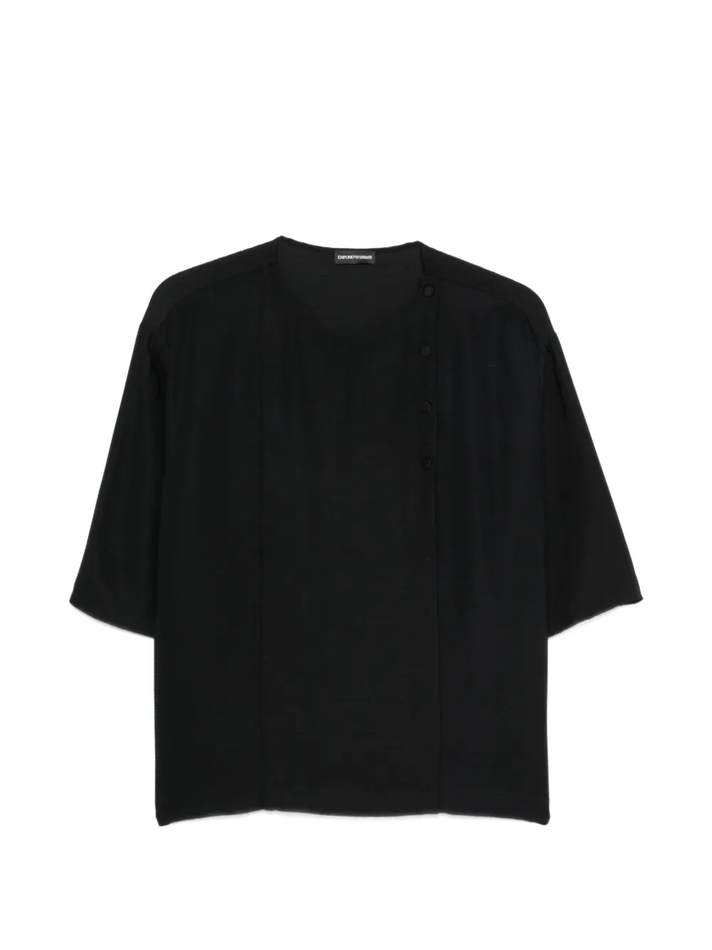 Emporio Armani button-detail round-neck blouse - Nero
