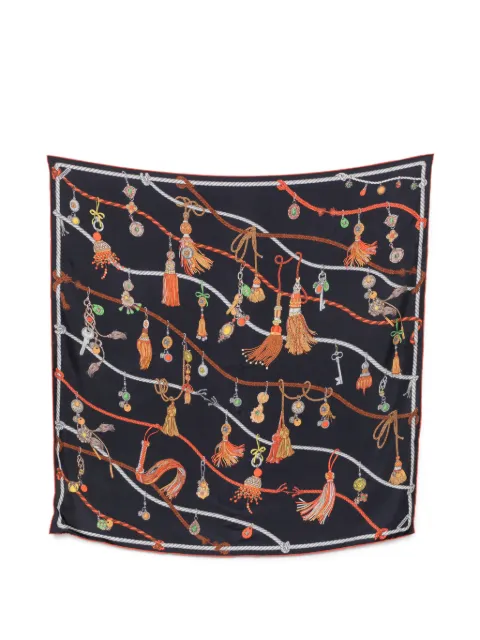 Versace tassel-print silk scarf