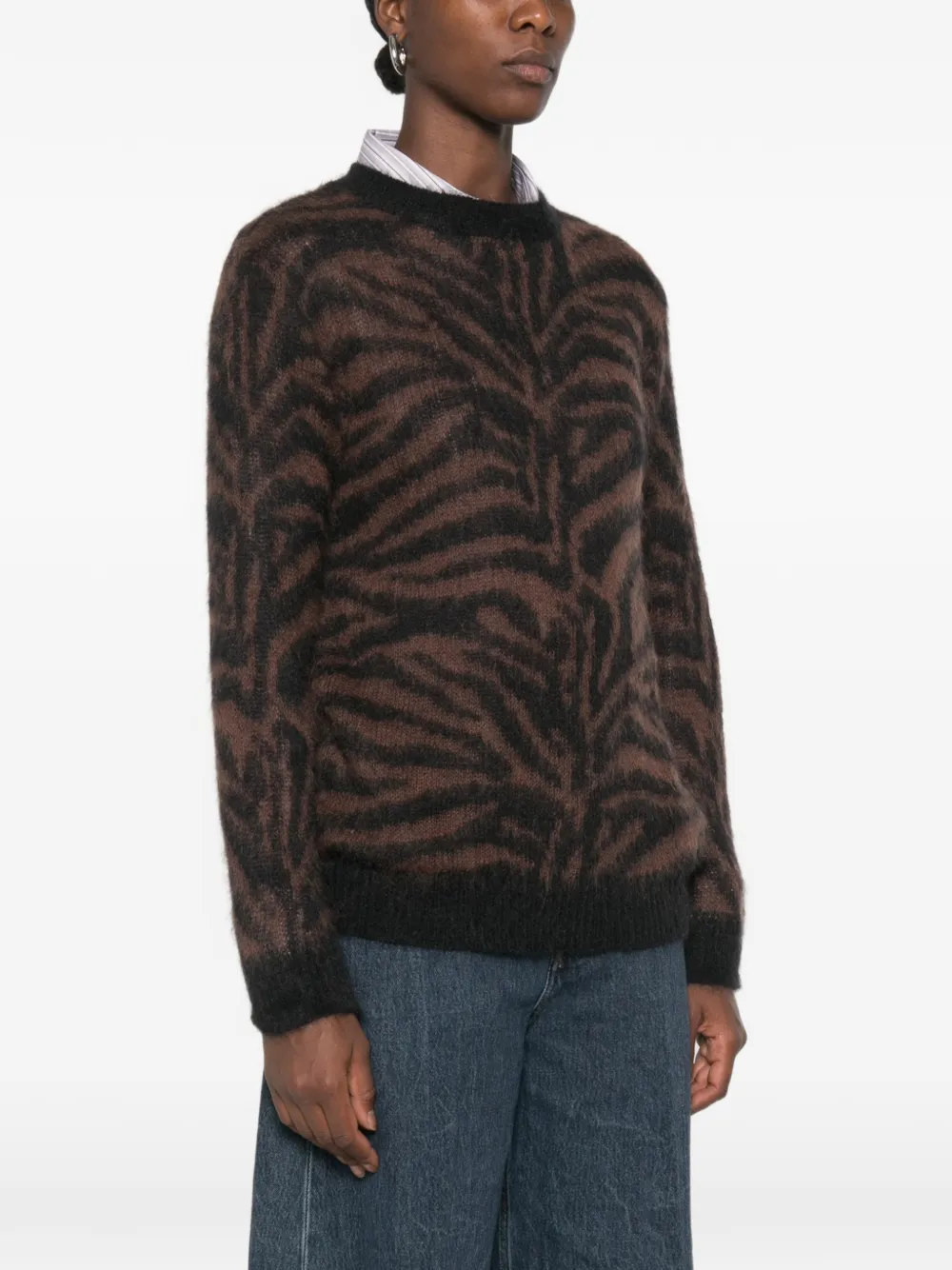 P.A.R.O.S.H. Trui met ronde hals en zebra-patroon Bruin