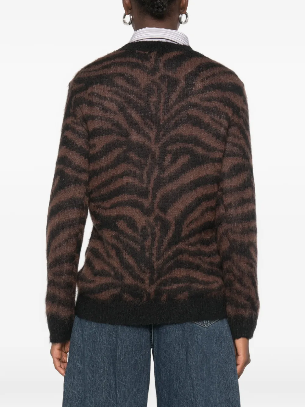 P.A.R.O.S.H. Trui met ronde hals en zebra-patroon Bruin