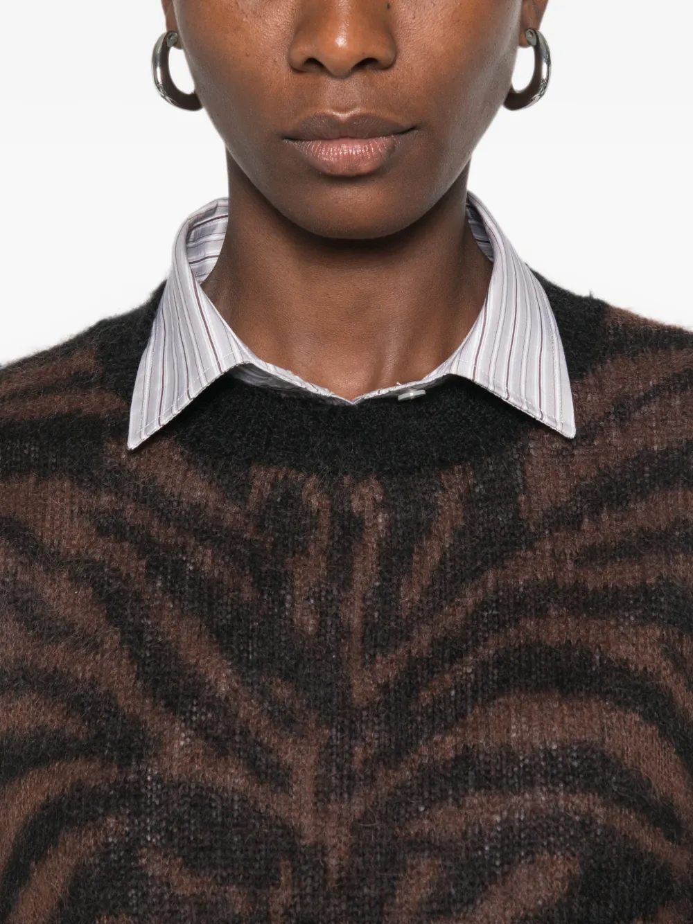 P.A.R.O.S.H. Trui met ronde hals en zebra-patroon Bruin