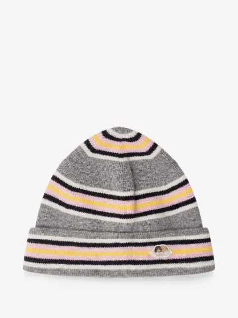Fiorucci angel-patch striped beanie hat