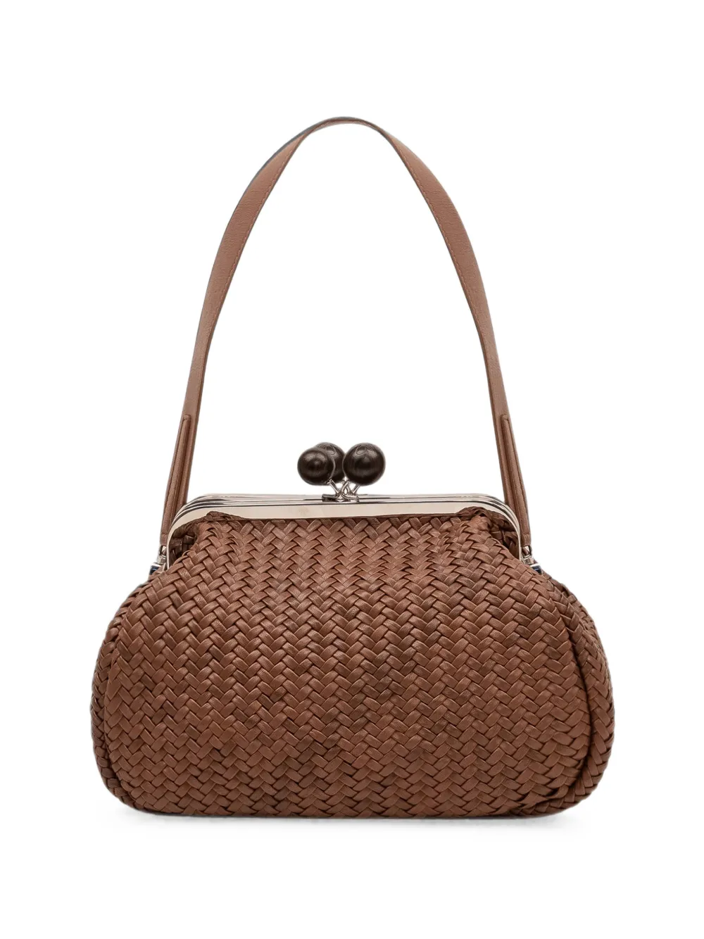 Weekend Max Mara medium Pasticcino woven leather clutch bag - Marrone