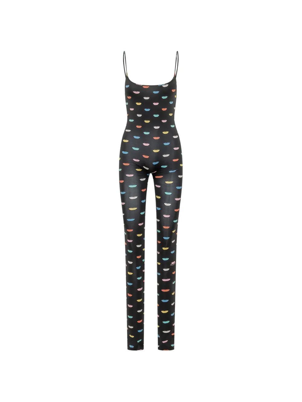 Fiorucci lips-print spaghetti-strap jumpsuit - Nero