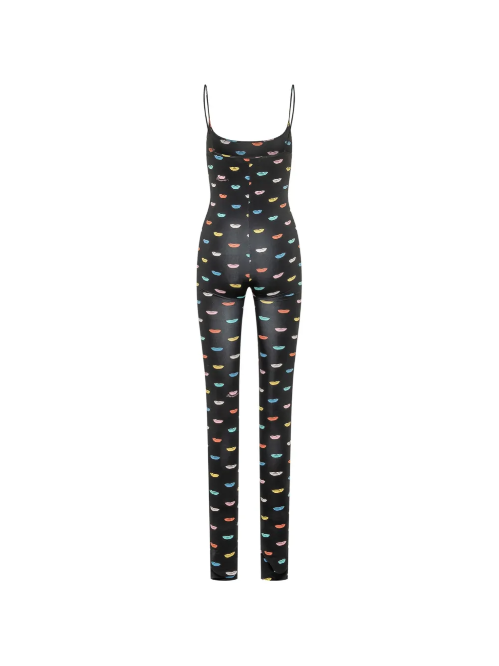 Fiorucci Jumpsuit met spaghettibandjes en lippen-print Zwart
