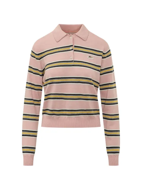 Fiorucci Angels-patch striped polo-collar sweater