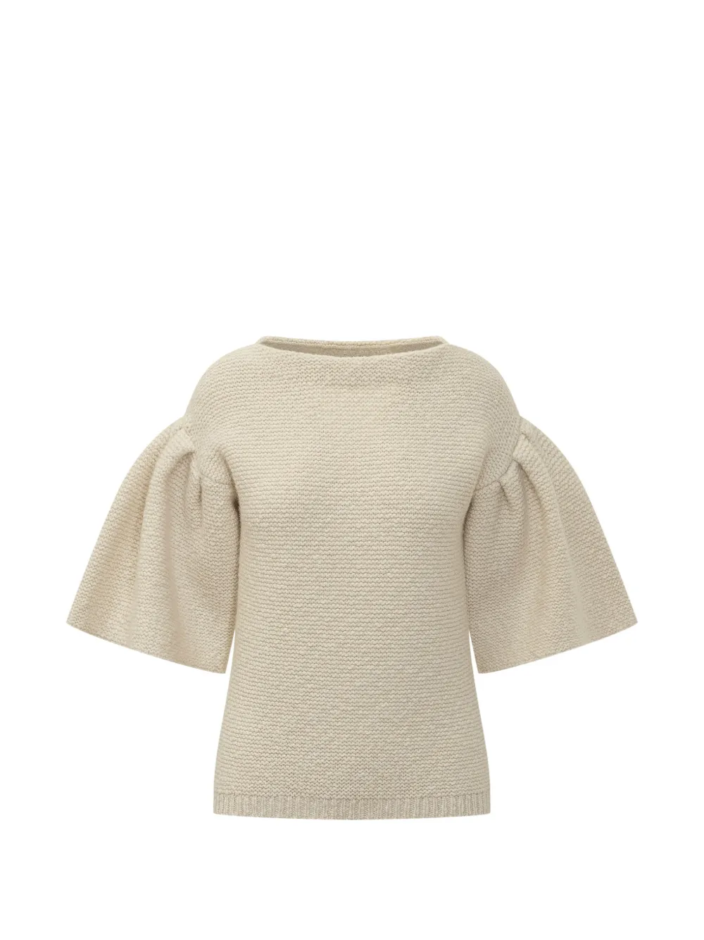 Malo puff-sleeve knitted sweater Beige