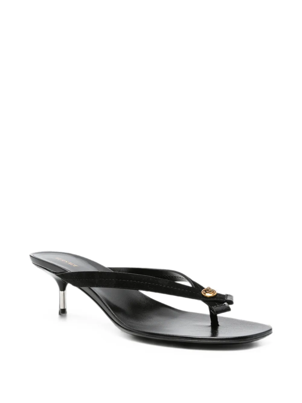 Versace Medusa plaque kitten-heel sandals Zwart
