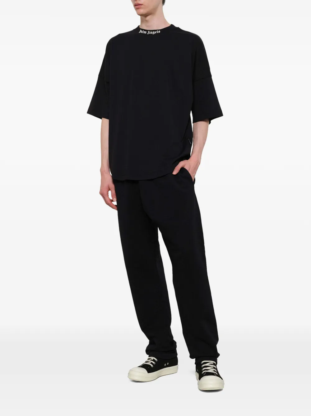 Palm Angels Katoenen T-shirt met logoprint Zwart