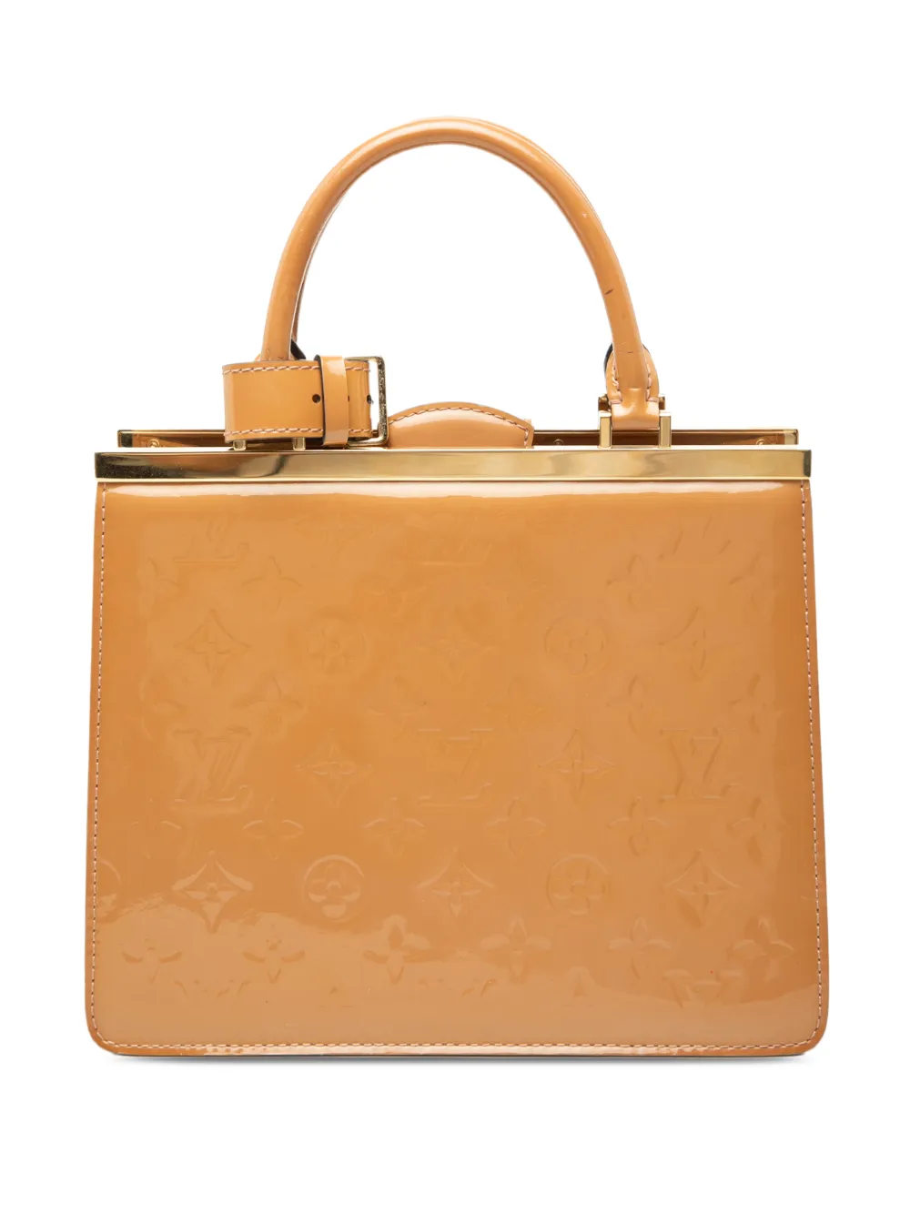 Pre-owned Louis Vuitton 2012 Monogram Vernis Deesse Pm Handbag In Brown