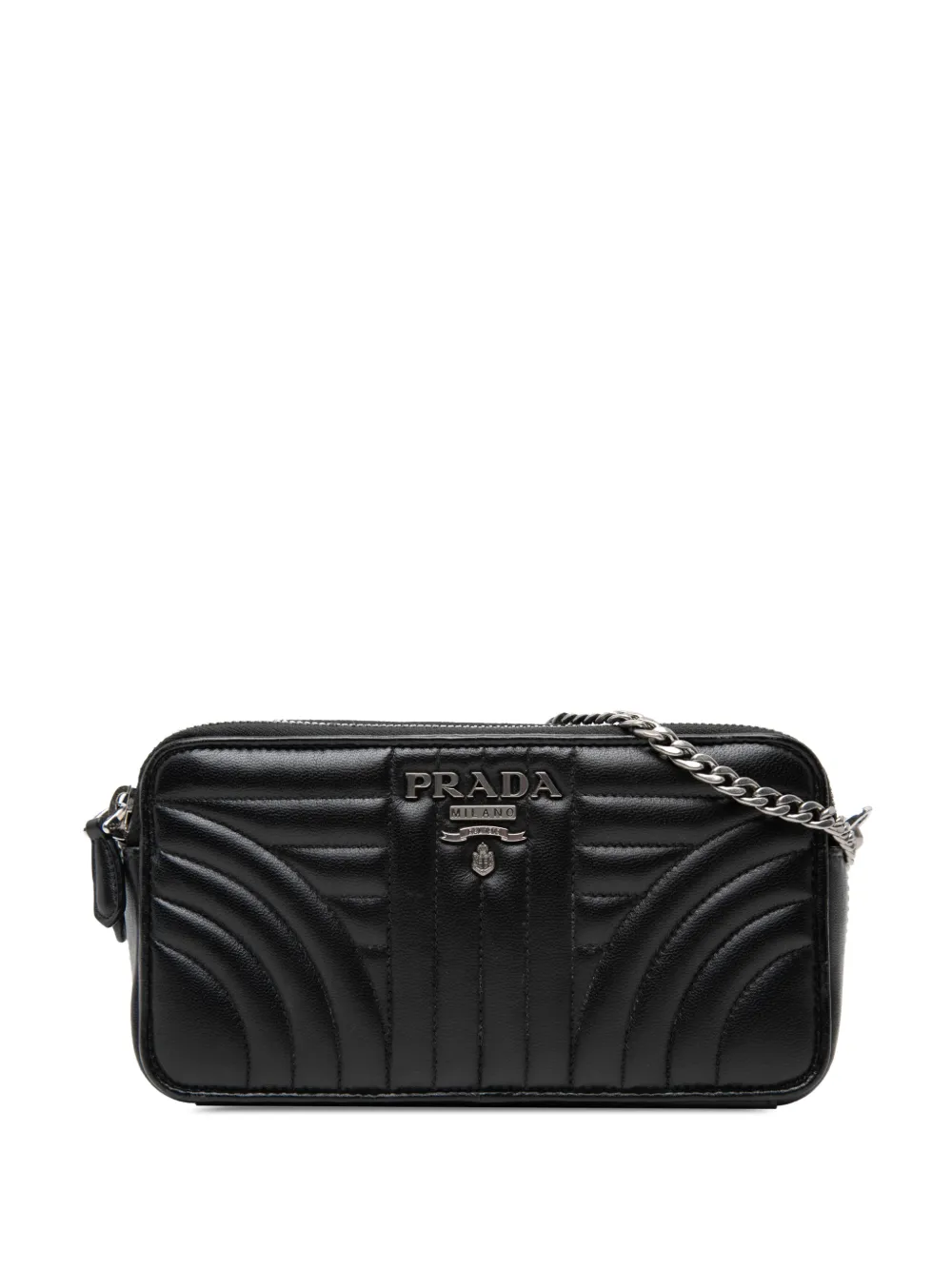 Prada Pre-Owned 2010-2026 weiche Impunture Diagramme Umhängetasche aus Kalbsleder - Schwarz