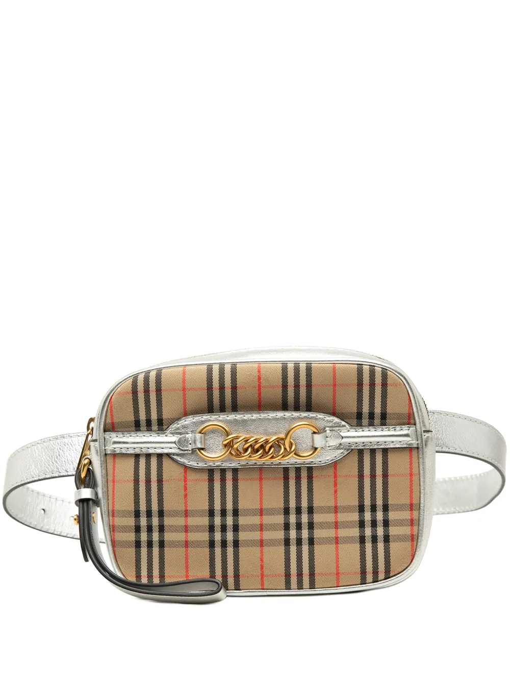Pre-owned Burberry 2000-2017 Haymarket Check Canvas 1983 Link Belt Bag In Neutrals