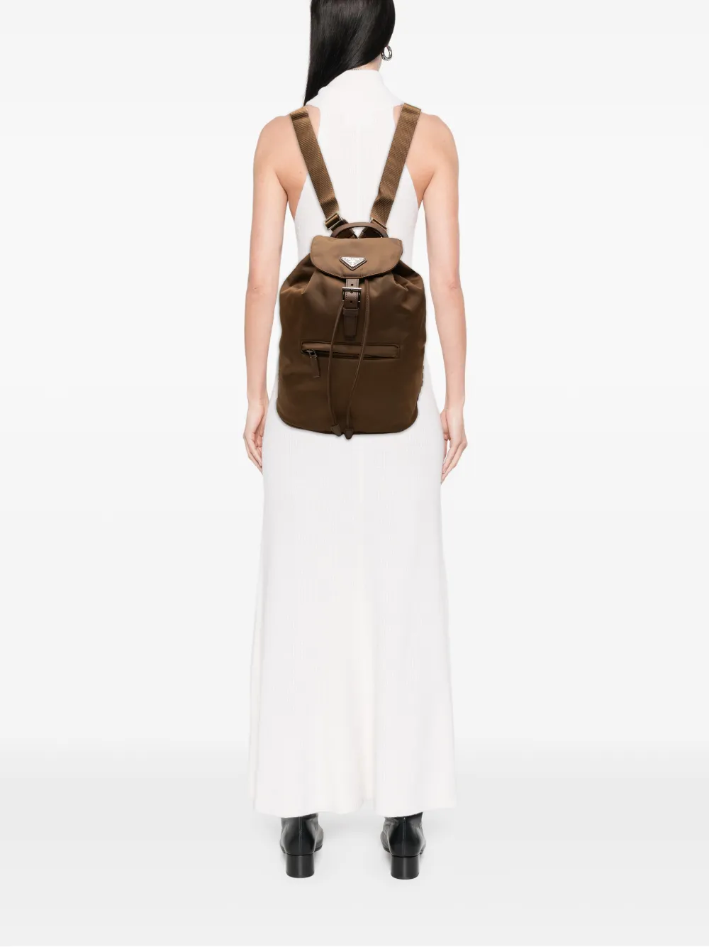 PRADA Pre-owned 2013-2026 Tessuto Drawstring Backpack In Brown