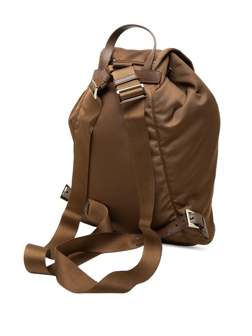 PRADA Pre-owned 2013-2026 Tessuto Drawstring Backpack In Brown