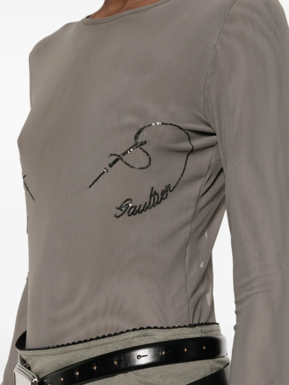 Jean Paul Gaultier Body met pailletten Grijs