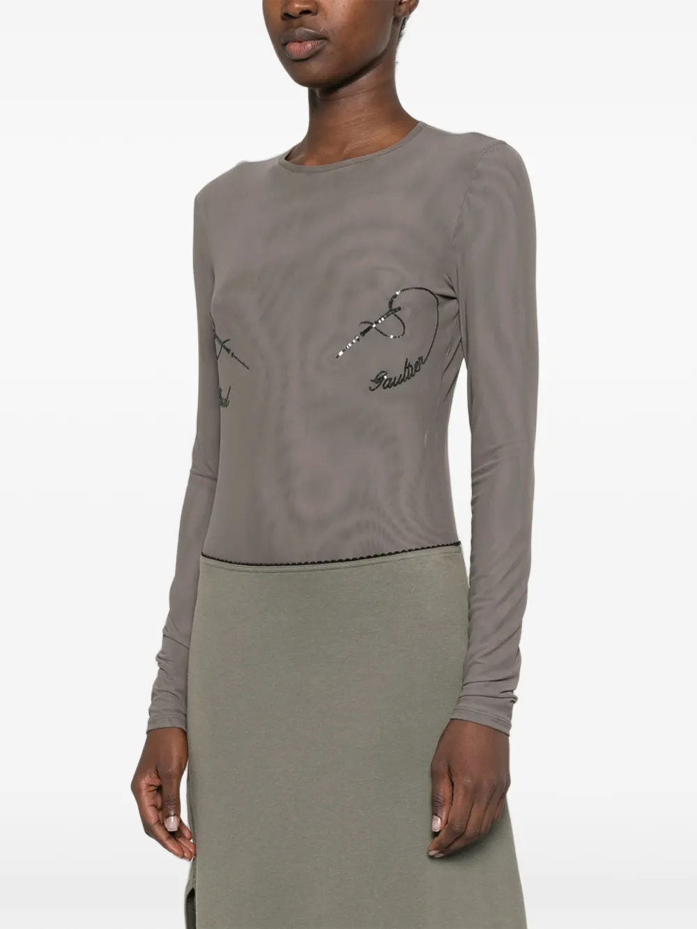 Jean Paul Gaultier Body met pailletten Grijs
