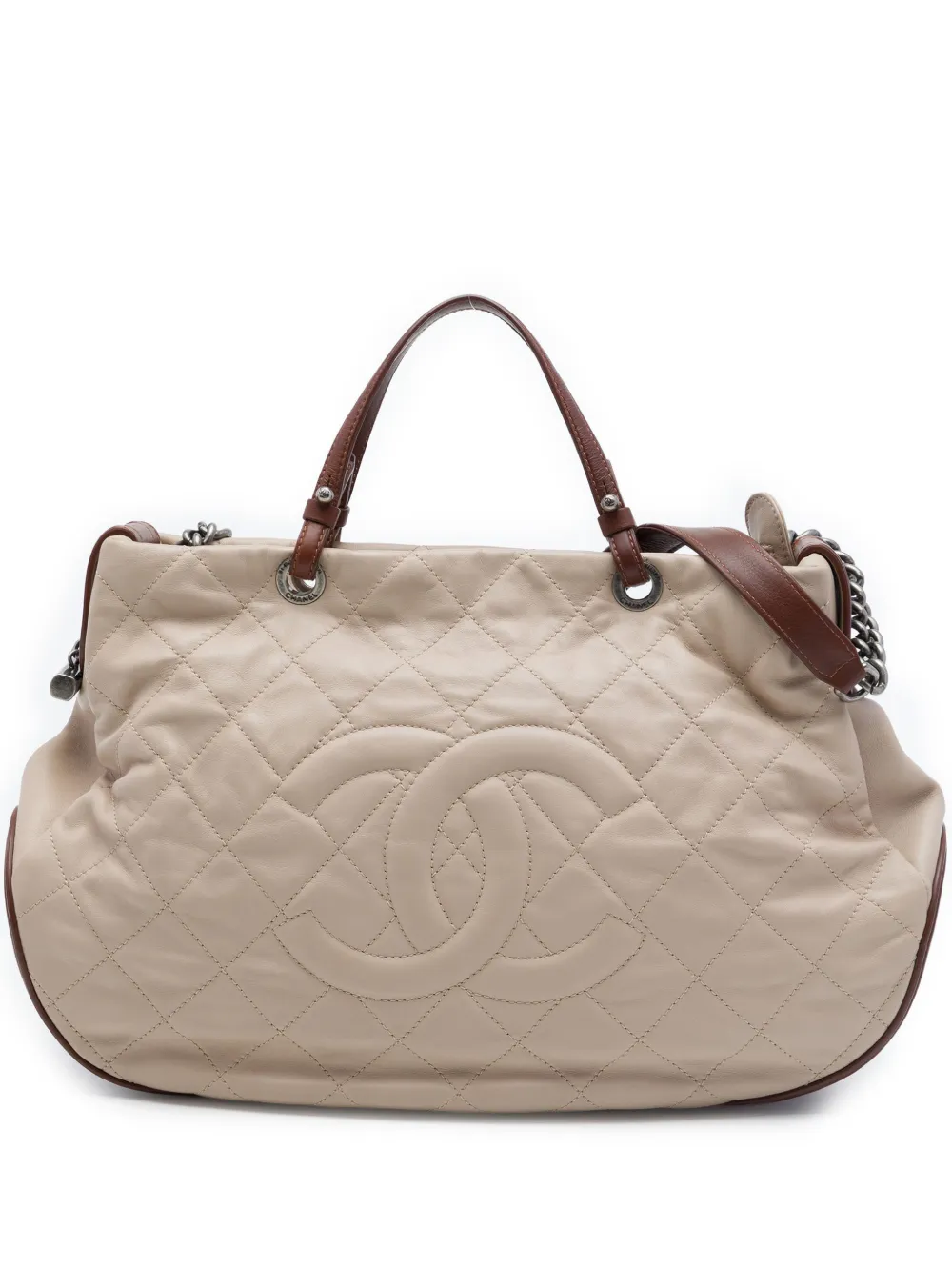Pre-owned Chanel 2012 Quilted Lambskin Country Chic Satchel In Brown