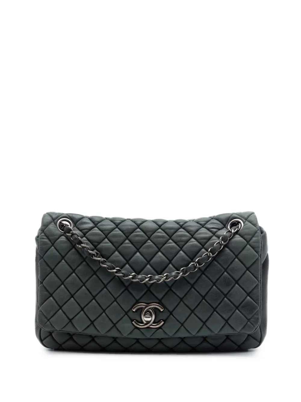 CHANEL Pre-Owned 2012-2013 Large Quilted Iridescent Calfskin New Bubble Flap shoulder bag - Grigio