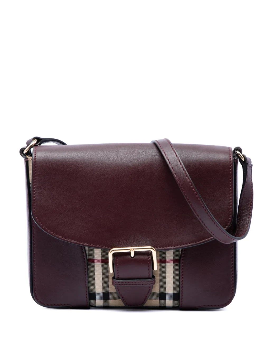 Burberry Pre-Owned 2000-2017 Small Haymarket Check Nylon and Leather Dickens crossbody bag - Red