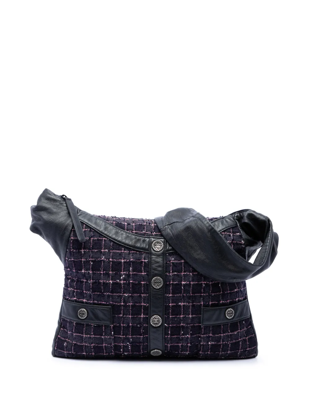 CHANEL Pre-Owned 2015-2016 Medium Tweed and Lambskin Girl Bag crossbody bag - Viola