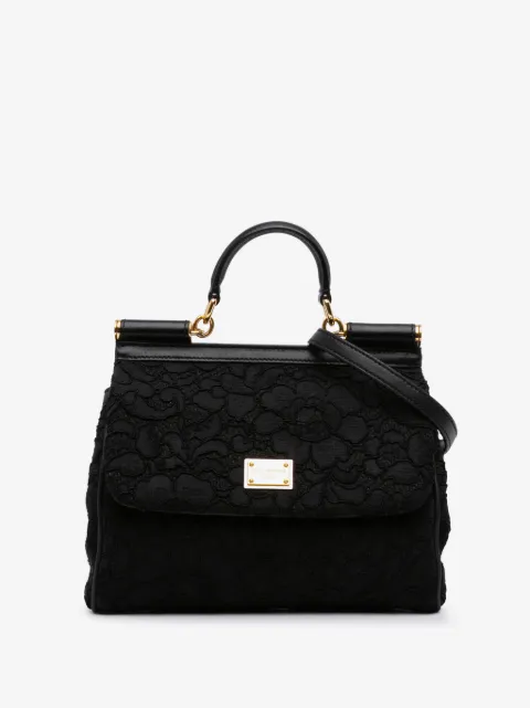 Dolce & Gabbana Pre-Owned شنطة 'ميس سيسيلي' دانتيل متوسطة مطرزة بحمالة كتف 2010-2026