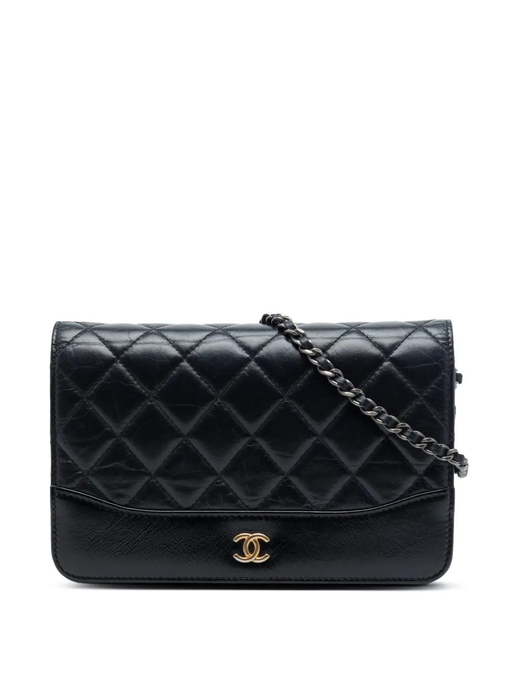 CHANEL Pre-Owned 2017-2018 Quilted Aged Calfskin Gabrielle Wallet On Chain crossbody bag - Black