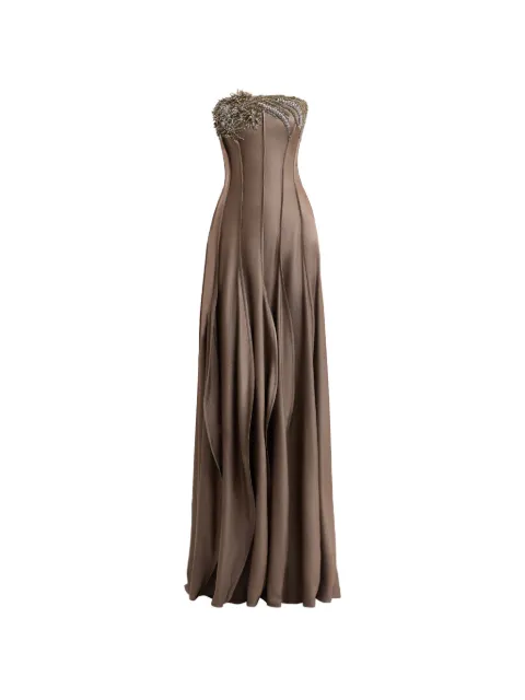 Gemy Maalouf bead-embellished strapless maxi dress