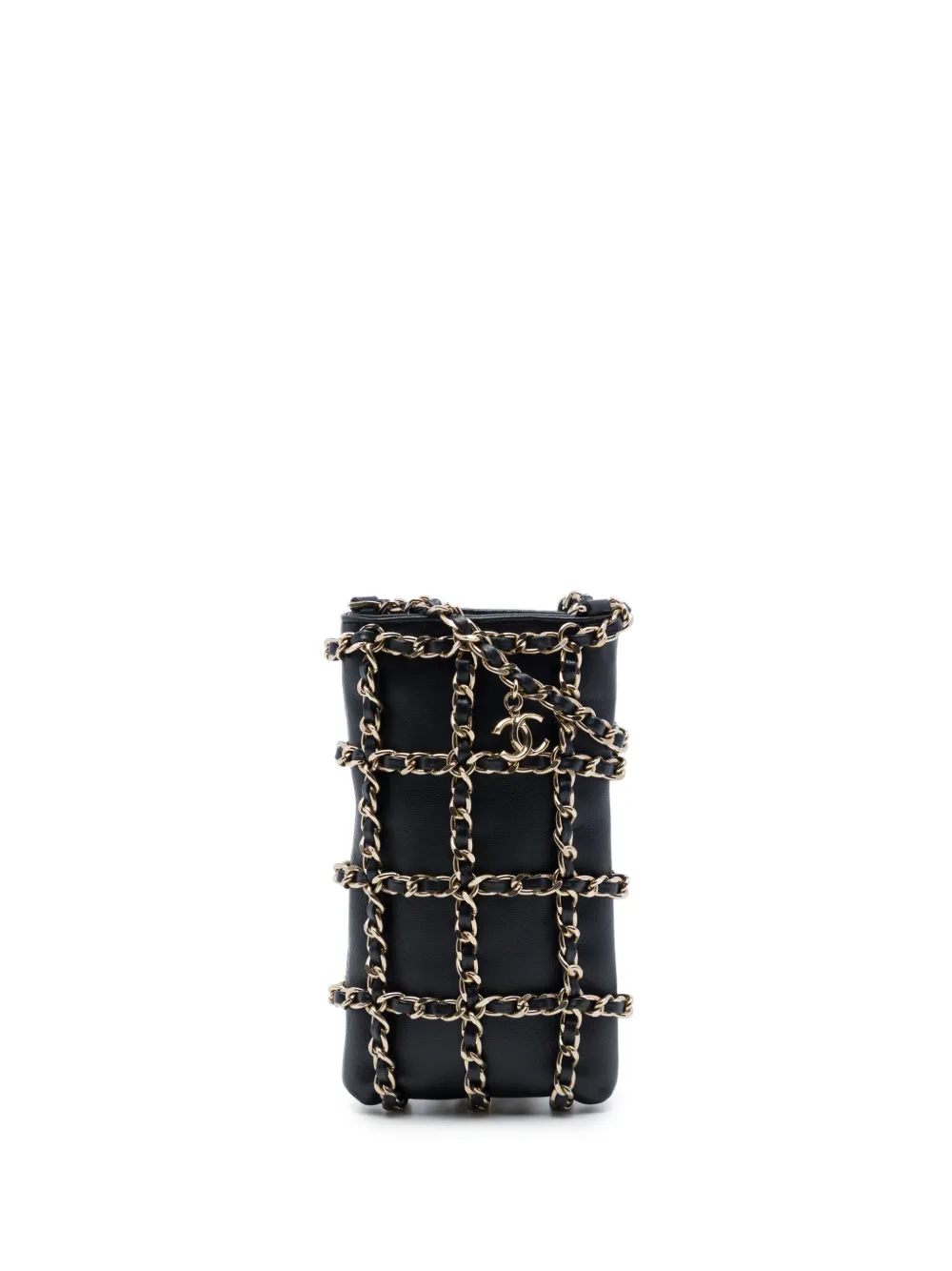 Pre-owned Chanel 2020 Lambskin Tech Me Out Clutch With Chain Crossbody Bag In Black