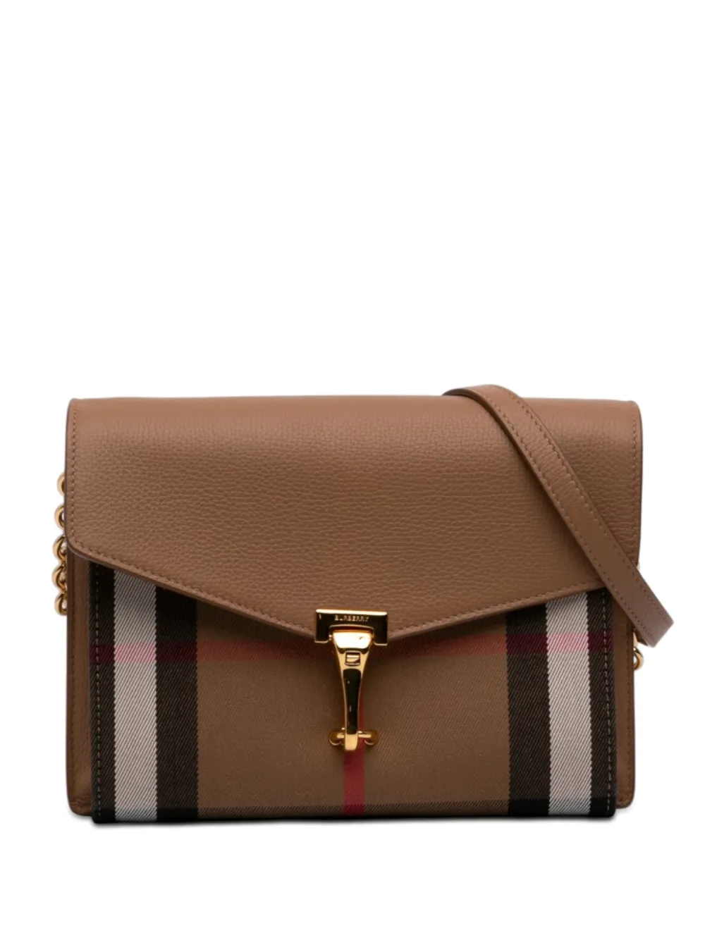 Burberry Pre-Owned 2000-2017 Small Leather and House Check Canvas Derby Macken crossbody bag - Brown