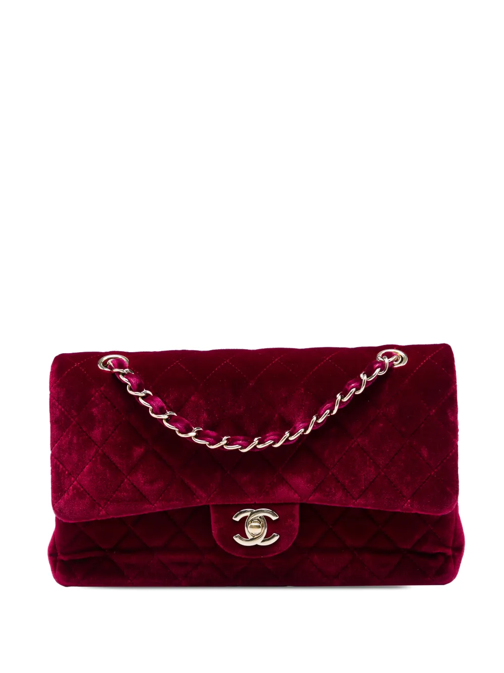CHANEL Pre-Owned 2015-2016 Medium Classic Velvet Double Flap shoulder bag - Rosso